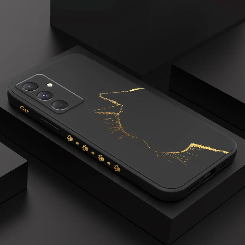 Elegant Black Gold Cat Silicone Phone Case Cover