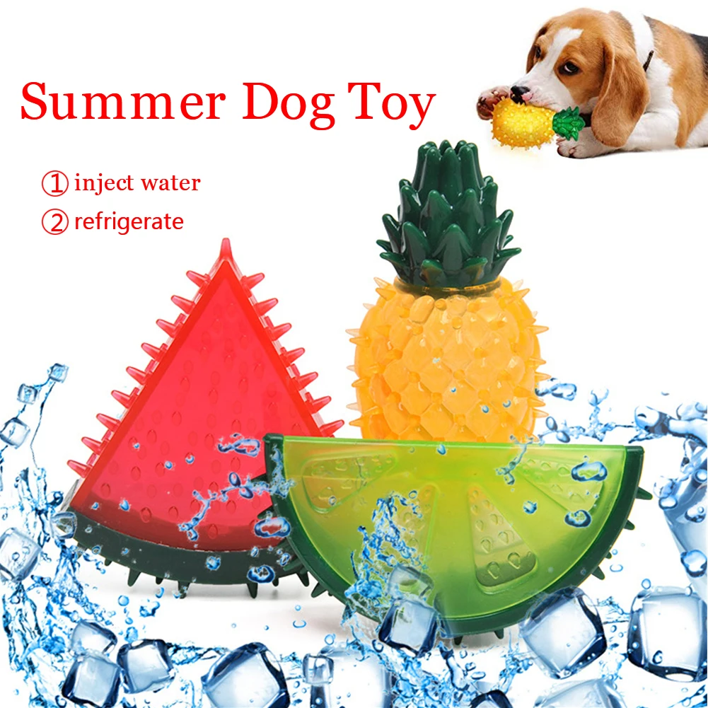 

Durable Summer Pet Chew Toy Reusable Dogs Cooling Ice Toys Fruit Shape Frozen Toy Cute Cats Puppy Molar Teeth Sounding Toys