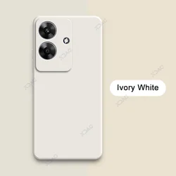 Luxury Dual Layer Cellphone Case Covers with Camera Protection - Soft Square Liquid Silicone Armor for Realme Note 60 (Ivory White)