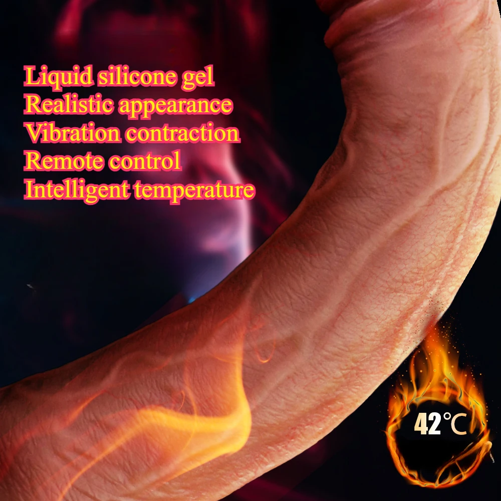 Liquid Silicone Wireless Remote Control Fully Automatic Dildo Heated Extendable Rotating Vibrating Female Adult Product