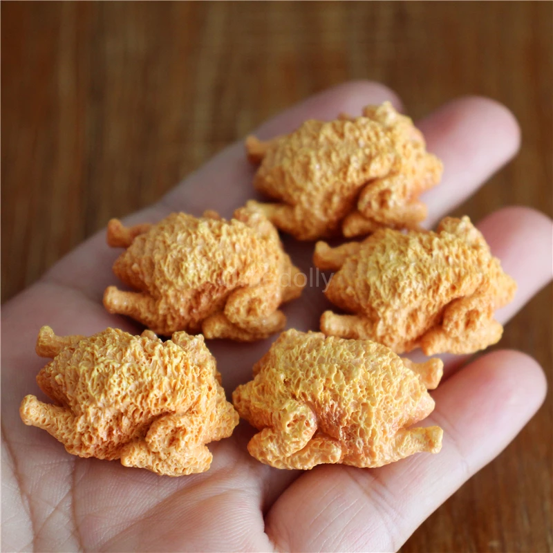 Miniature Dollhouse Fried Chicken Bucket and Hamburger Set - Mini Food Accessory