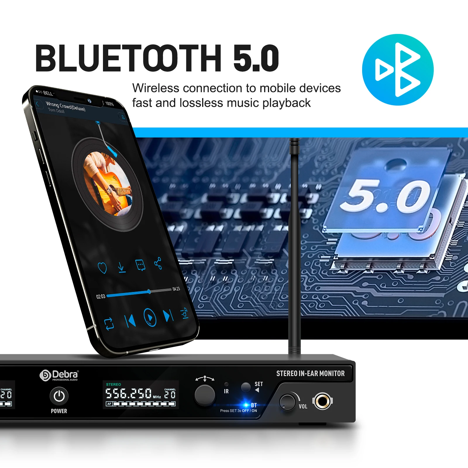 Stereo UHF Wireless In-Ear Monitor System ST-202 Dual frequency for Stage Record