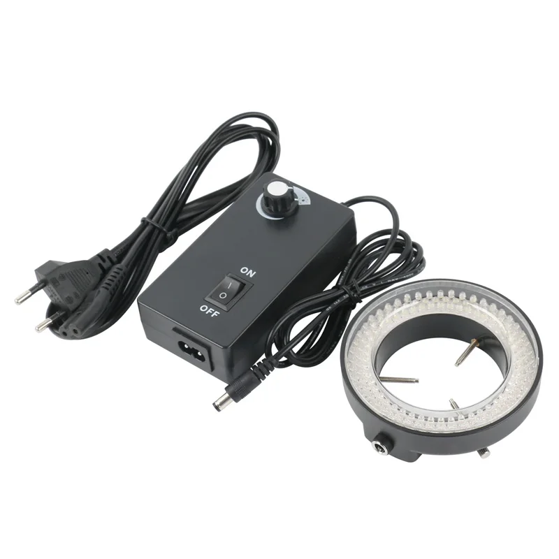6500K 90V-240V 조정 가능한 144 LED 링 라이트 램프 삼안 현미경 디지털 비디오 카메라 산업용 스테레오 현미경