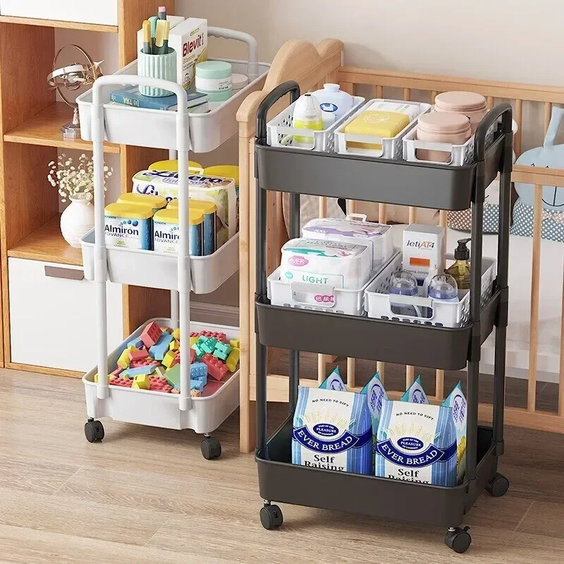 

Thickened trolley storage rack, kitchen floor to floor, multi story snacks, bedroom, bathroom, mobile storage rack