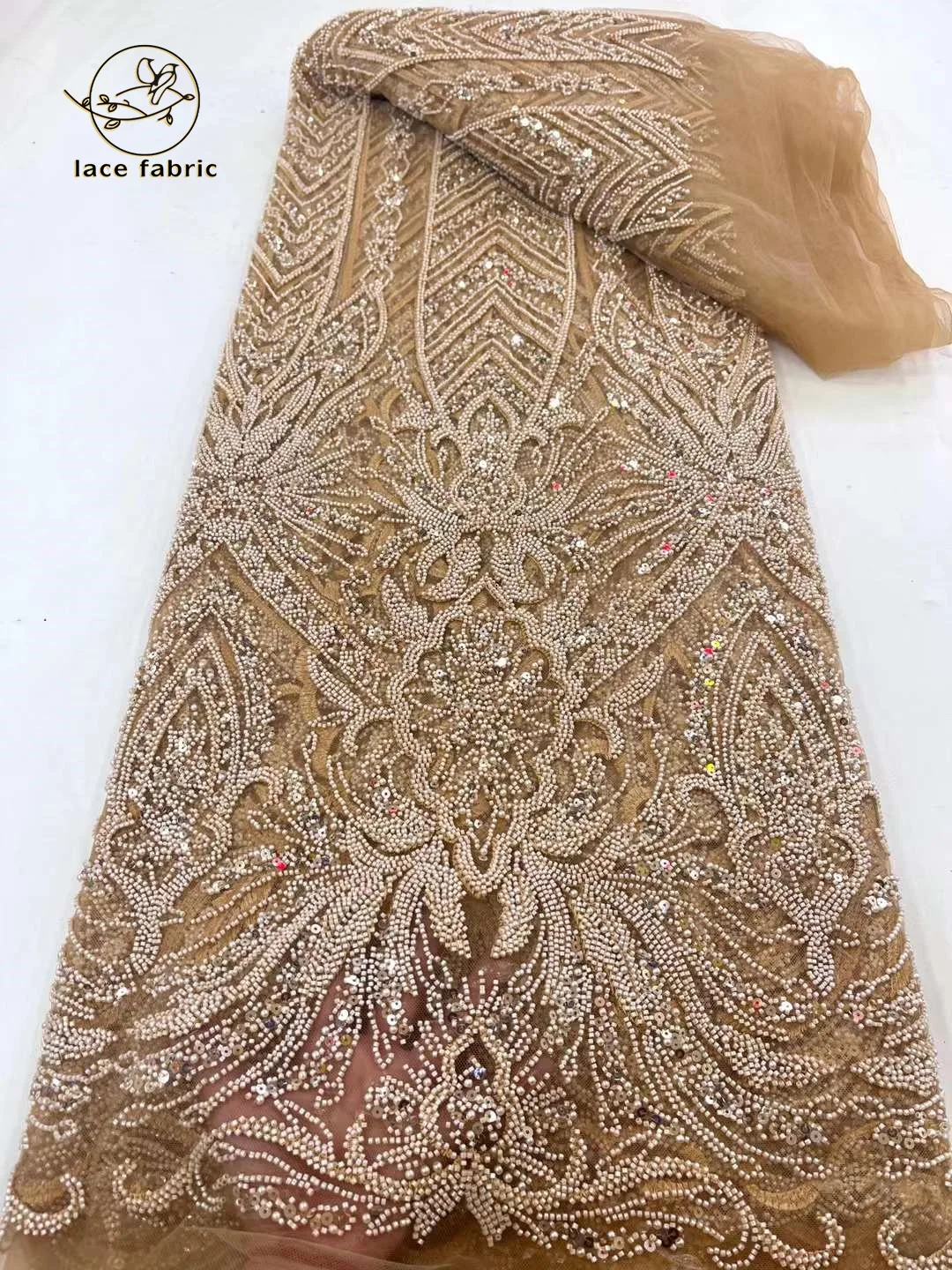 цена High -End Luxury French Mesh Beaded Lace Fabric 2023 High Quality African Sequins Groom Lace Fabrics For Nigerian Wedding Dress