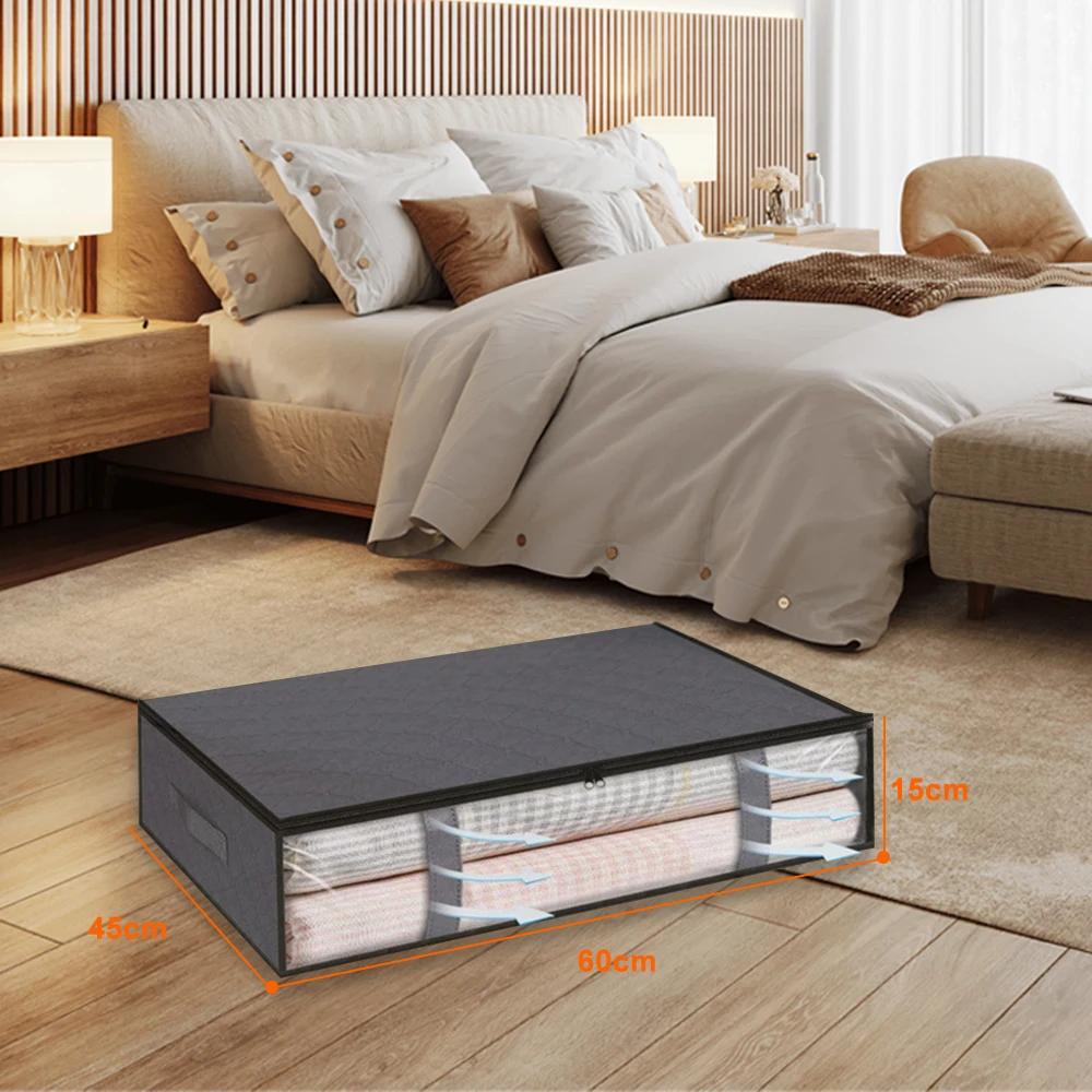 Description Picture 6 of itemUnderbed Storage Bag Portable Foldable Quilt Bag Wardrobe Clothes Storage Box Dustproof Organizer Large Capacity