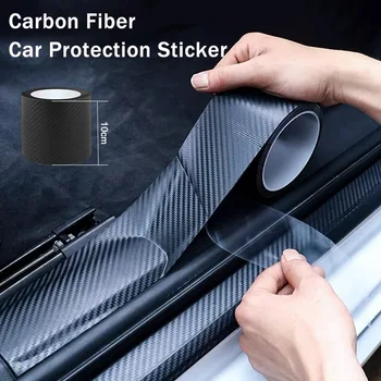 Nano fibra de carbono adesivo do carro pasta protetor tira diy película protetora automotiva auto peitoril da porta espelho lateral anti risco fita 1