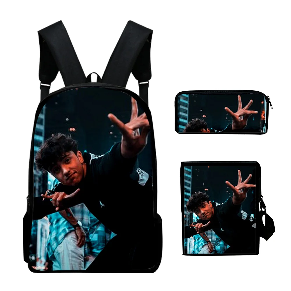 Popular Funny inoxtag 3D Print 3pcs/Set pupil School Bags Laptop Daypack Backpack Inclined shoulder bag Pencil Case
