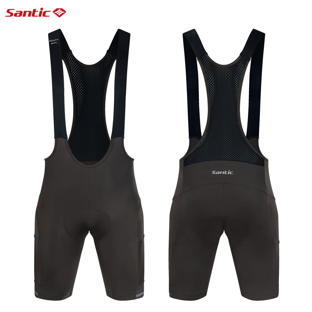 Santic Men's Cycling Bib Shorts MTB Summer Reflective Cycling Shorts Breathable 6 Hours Cycle Cushion With Pockets Quick Drying
