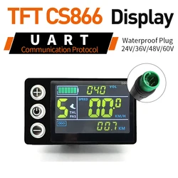 Enhanced Electric Bike Controller with Sine Wave Display and Learning Function - Supports 24V/36V/48V Systems, 350W - 1000W Motors (CS866 waterproof)