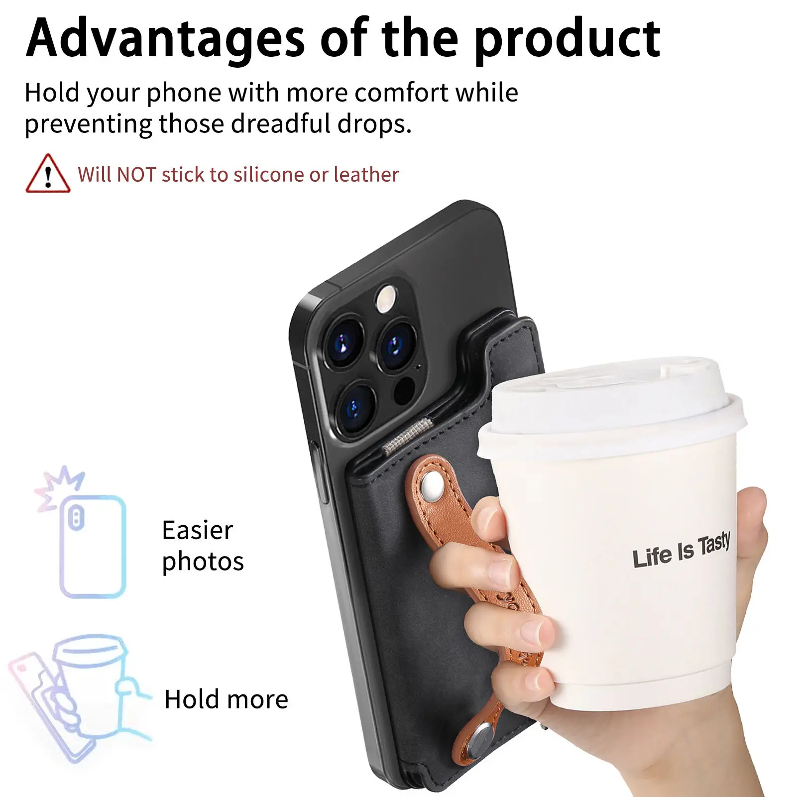 Compact Zipper Wallet with Magnetic Phone Case and Wrist Strap Holder