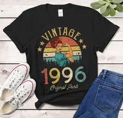Camiseta do vintage 1996 feito em 24th aniversário 24 anos de idade presente para a menina esposa mãe ideia aniversário clássico 100% algodão y2k tshirt