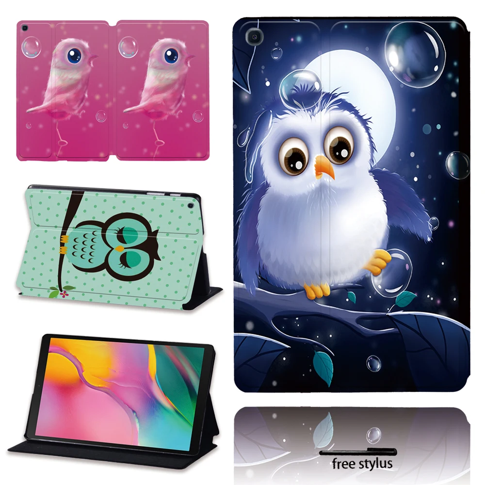 Tablet Case For Samsung Galaxy Tab A 10.1 T510 T515/10.5 T590 T595/A7 10.4 T500 T505 Shockproof Printing Flip Soft Leather Tablet Case + Pen