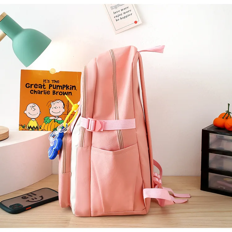 stylish and comfortable backpacks 5 Pcs/Set Canvas School Backpack Women Lovely Schoolbag For Teenage Girls Laptop Bag Large Capacity Travel Bag Shoulder Bag stylish evening bags