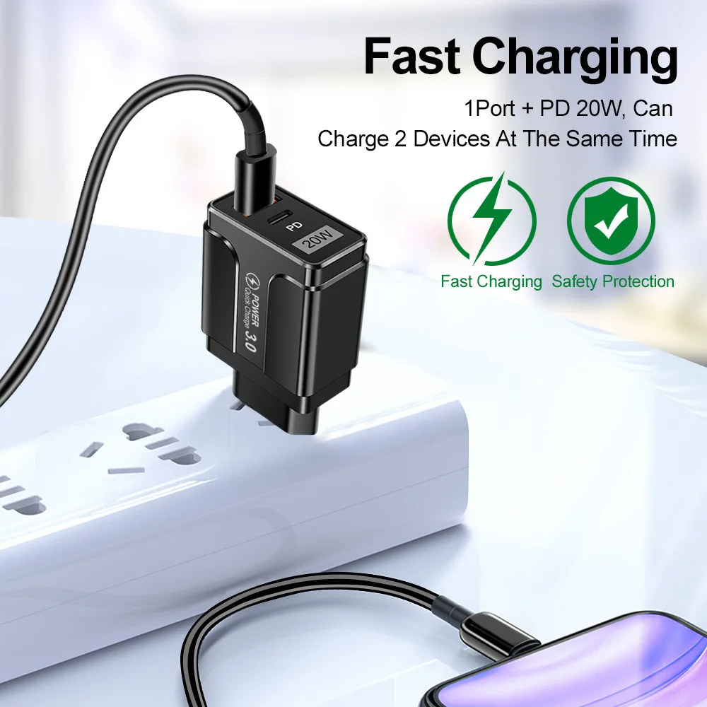 USB C Fast Chargers 20W Portable Charger Support Type C PD Fast Charging For iPhone 15 14 Pro Max iPad Xiaomi Samsung Charger