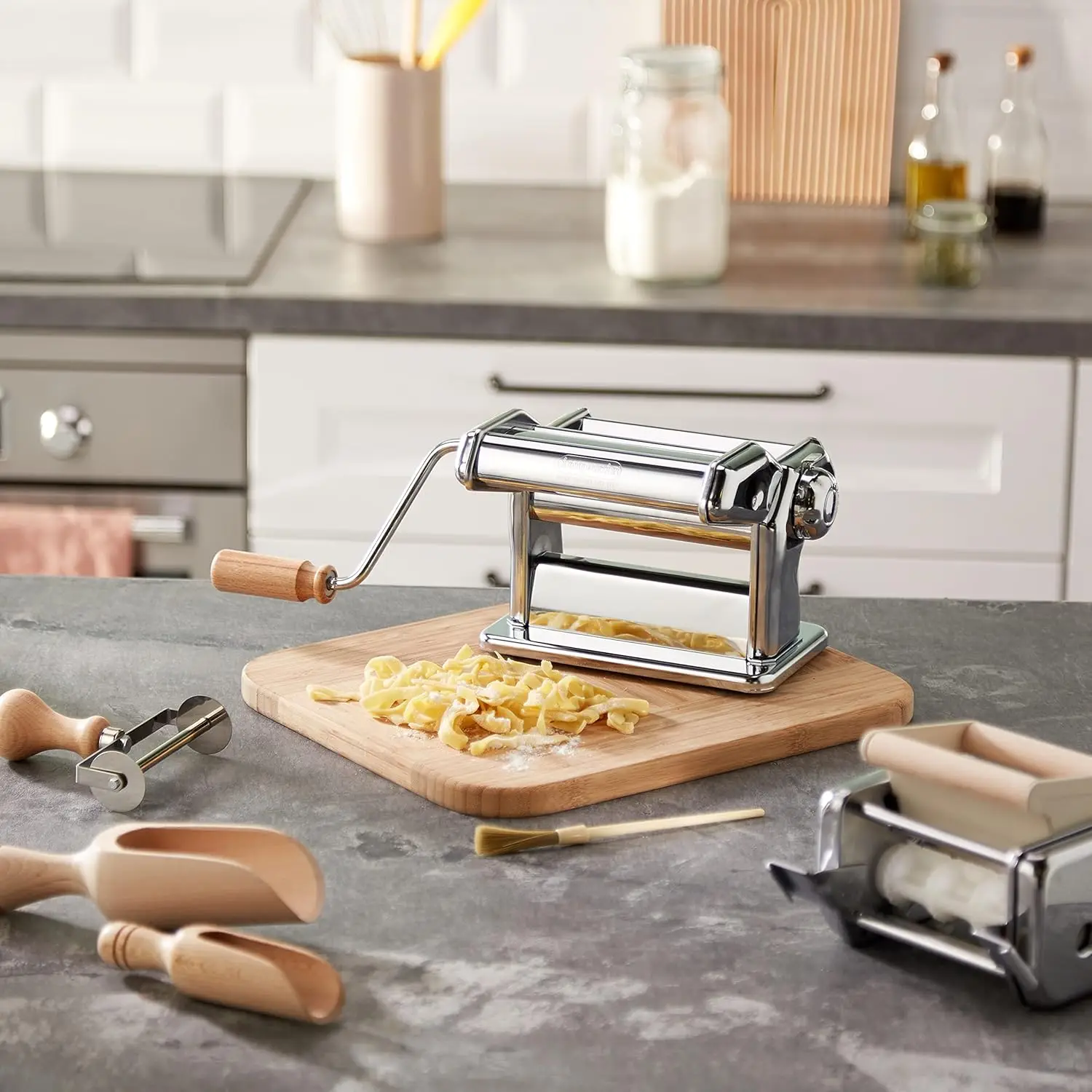 Pasta Maker Machine- Deluxe 11 Piece Set w Machine, Attachments, Recipes and Accessories-Made in Italy, Make Authentic Homemad