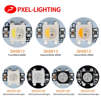 LED 칩 5050 SMD RGB RGBW DC5V, 블랙/화이트 PCB 보드 방열판 포함, 직경 9.6mm, WS2812B, WS2812, SK6812, 50 개-1000 개