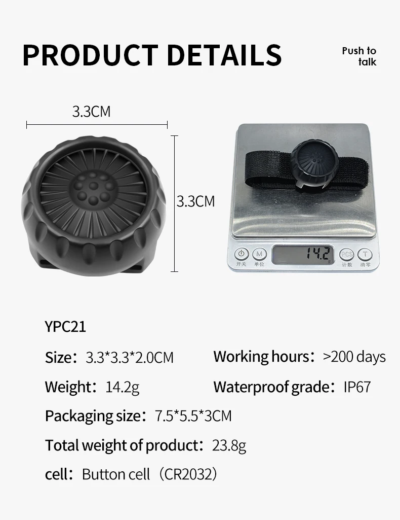 2023 Wireless Bluetooth-compatible Hands-free PTT Walkie Talkie Button for Android and ios for Zello Work