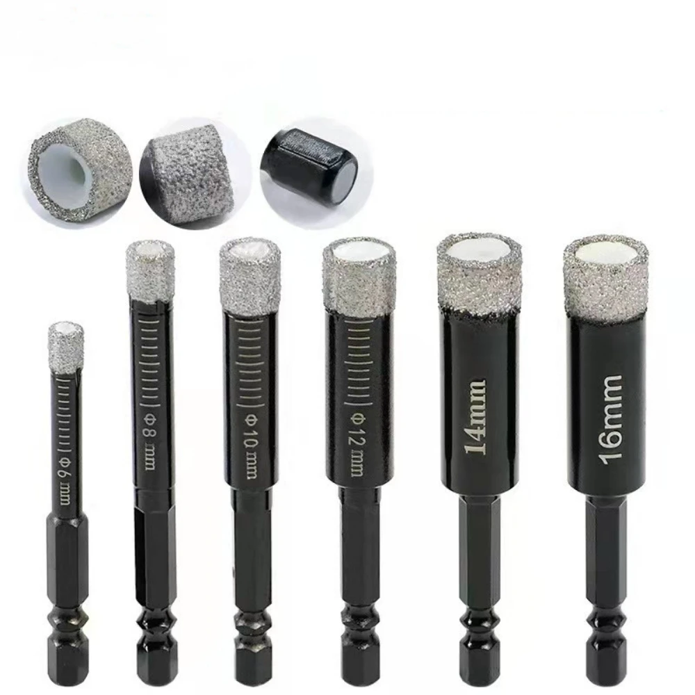 5-16mm Hexagonal Shank Brazed Dry Ceramic Tile Drill Bit Marble Granite Vitrified Tile Hole Opener Diamond Drill Bit 6 16mm hexagonal shank brazed dry ceramic tile drill bit marble granite vitrified tile hole opener diamond drill bit