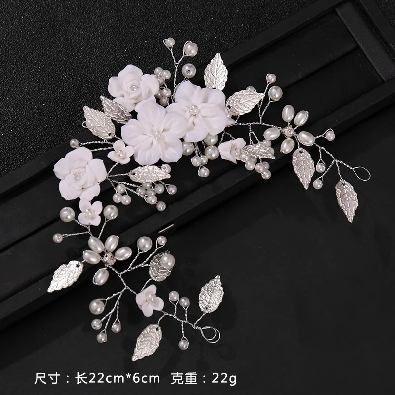 Flower Leaf Pearl Headband Wedding Hair Accessories Rhinestone Bridal Queen Tiara Headband Hair Comb Hairband Jewelry Gift
