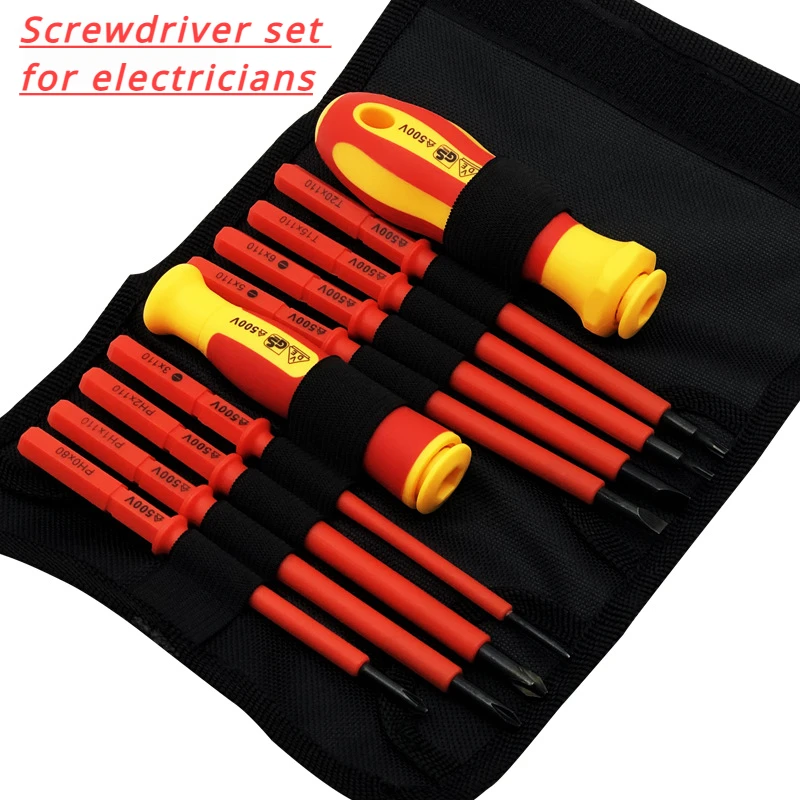

Insulated Electrician Screwdriver High Hardness Household Magnetic Cross-head Flat-head Plum Blossom Hexagonal Screwdriver Set