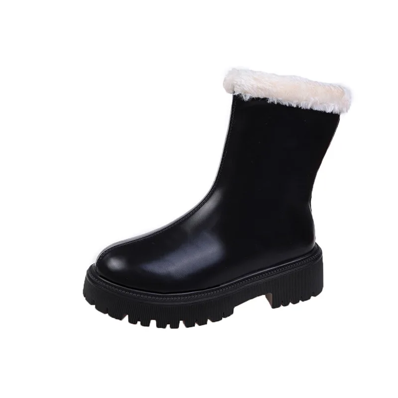 Winter Short Plush Short Boots Women Shoes Comfort Slip on Low Heel Botas Ladies Elegant Keep Warm Mid Calf Bootties