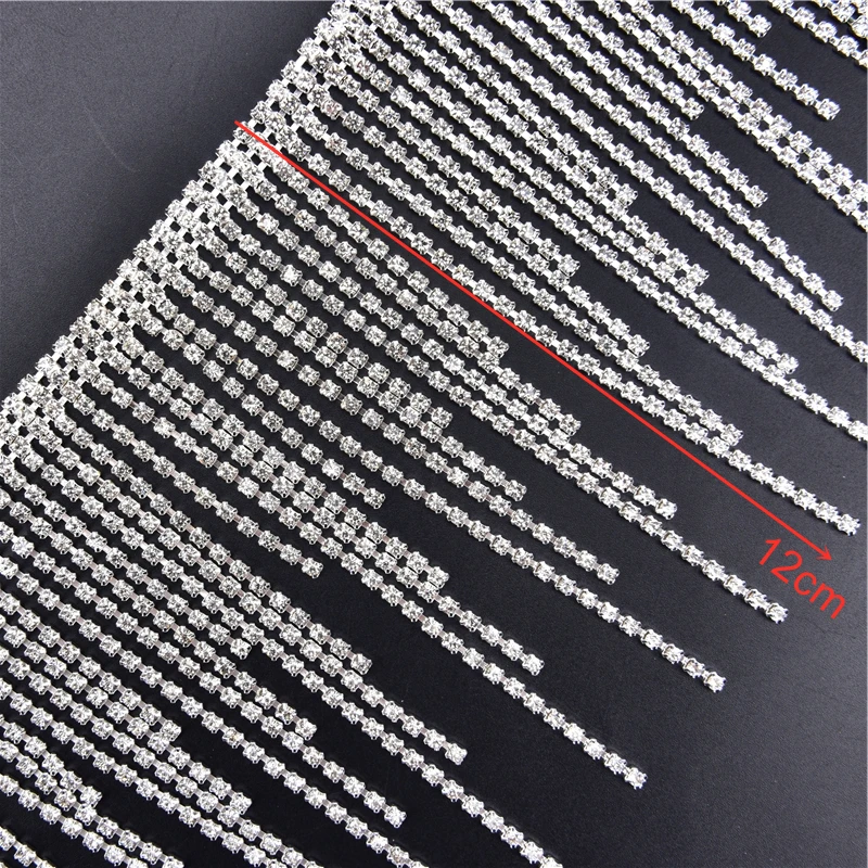 Jenngaoo Nappa Strass Trim, 1 Yard Catena con Nappa di Strass con Frange Luccicanti Decorazione Frangia Strass Nastro per Scarpe, Borsa, Decorazione di Nozze