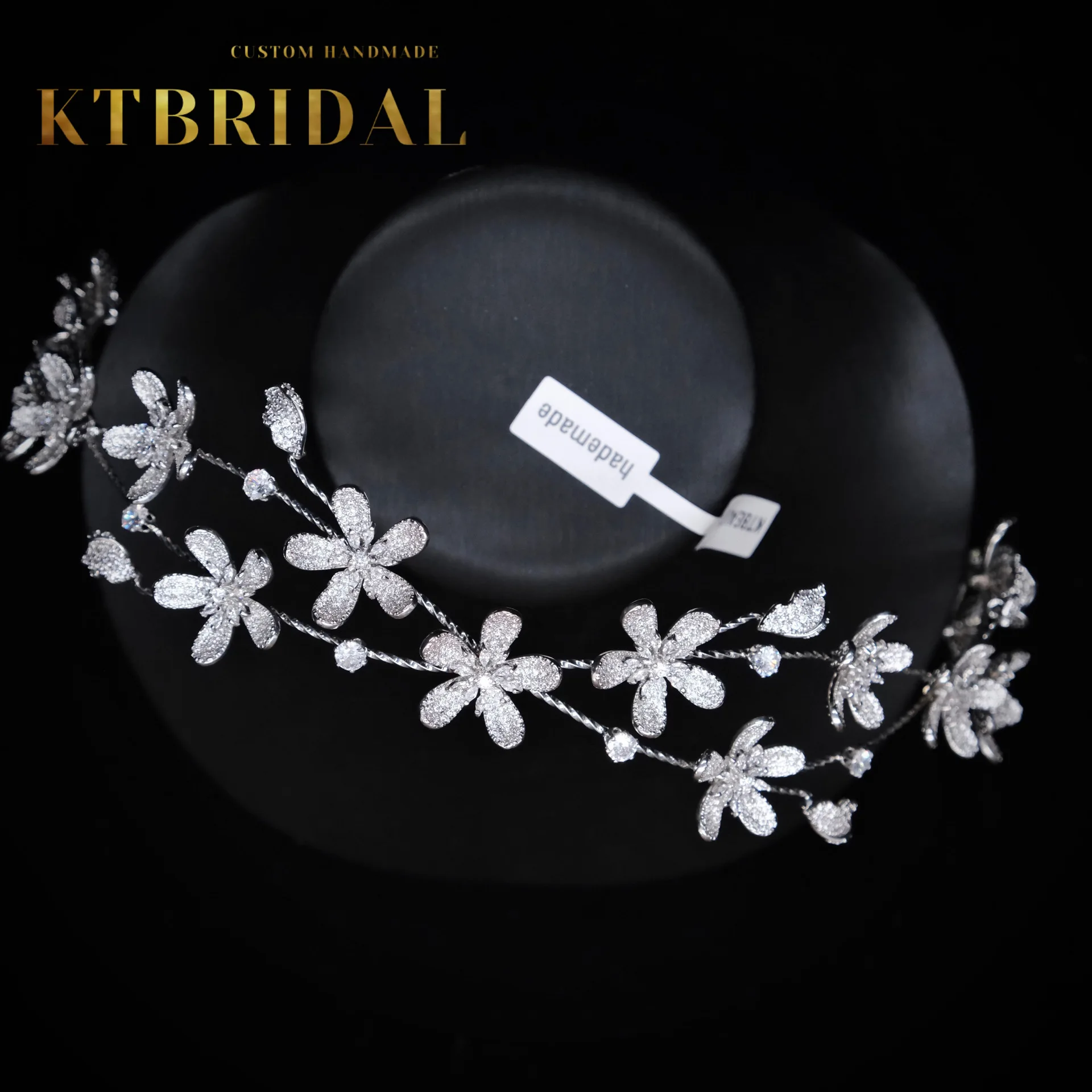 

New KTBRIDAL Tiara Handmade Headpieces Zirconia Flowers Leavesl Fashion Jewelry Women Bridal Gift Wedding Accessiories