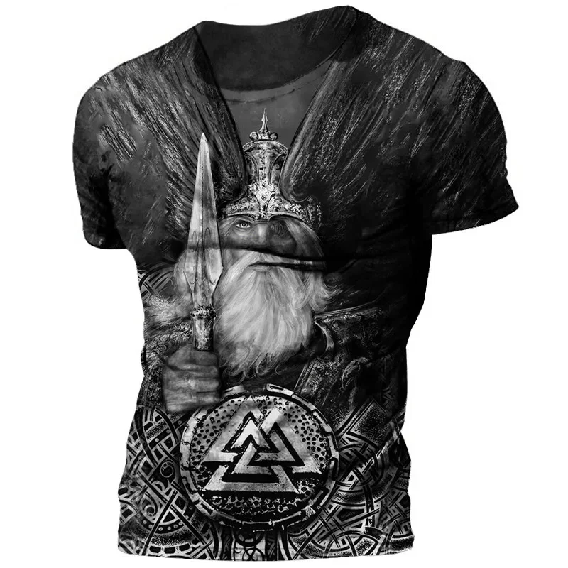 

Vintage Men's T-Shirts 3D Print Viking Tees Summer Tops Casual Loose T Shirts Male Clothing O-Neck Hot Hip Hop Street Sweatshirt