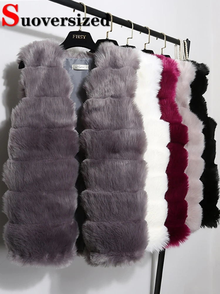 

Теплый зимний жилет из искусственного лисьего меха, роскошные пушистые высококачественные куртки, Женский облегающий жилет без рукавов, утепленные корейские плюшевые пальто