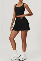Women's 2 Piece Yoga Skirt Set Hip Hugging Slimming Outdoor Fitness Tennis Skirt Sun Protection Sports Outfit - Image 4