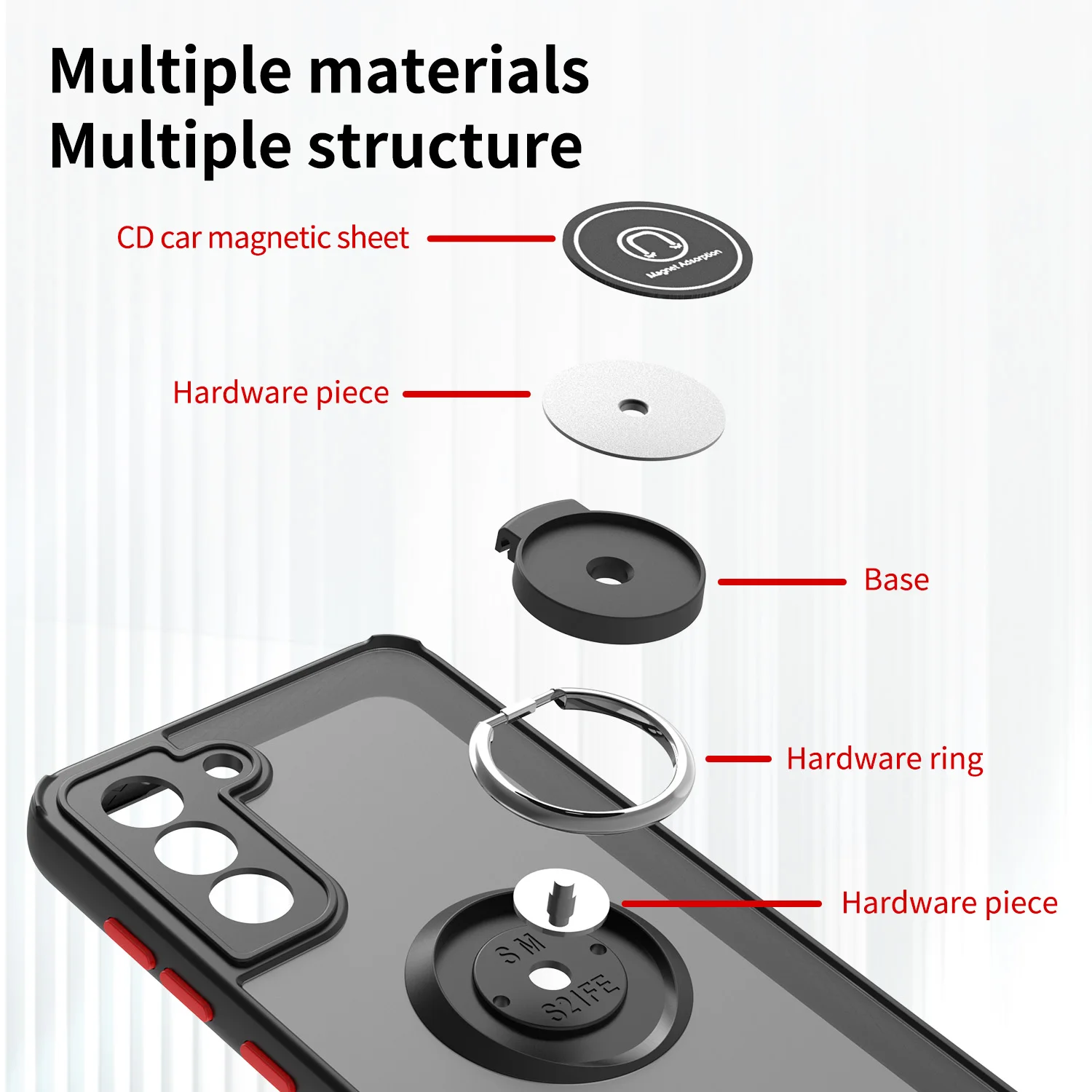 Shockproof Magnetic Ring Holder Case with Stand Cover