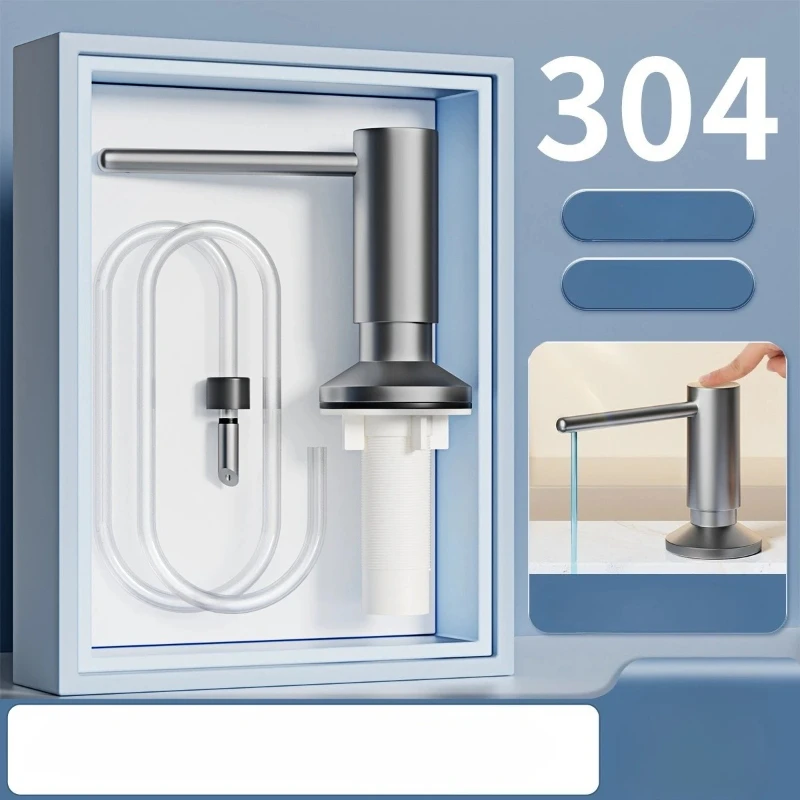 ที่กดสบู่สแตนเลสสำหรับอ่างล้างจานในบ้านแบบอเมริกัน ที่กดน้ำยาล้างจานสำหรับอ่างล้างจานในรถบ้าน 1