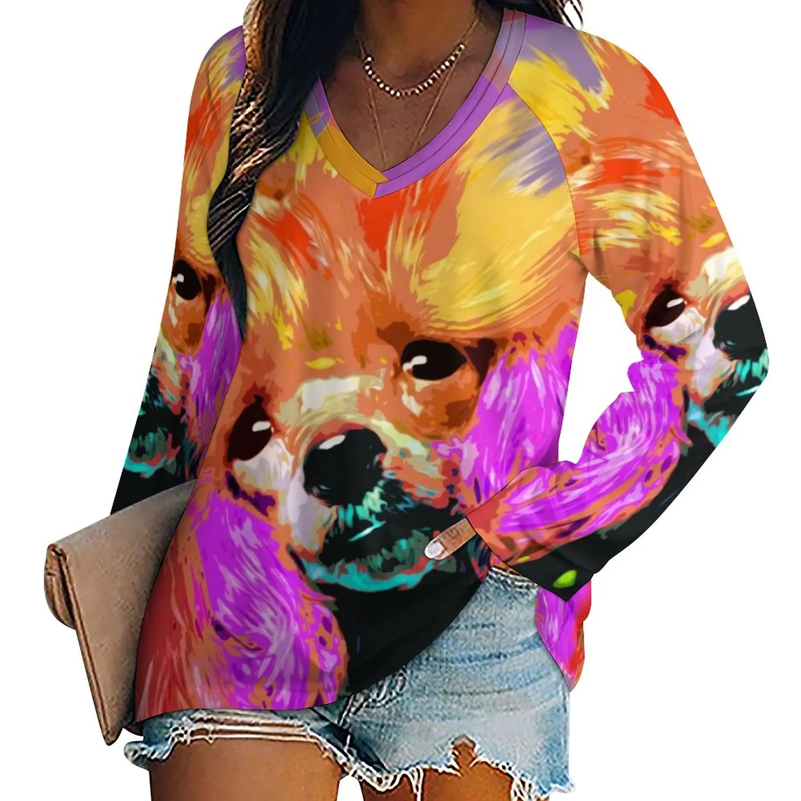 Printed Poodles Long Sleeve Tunic