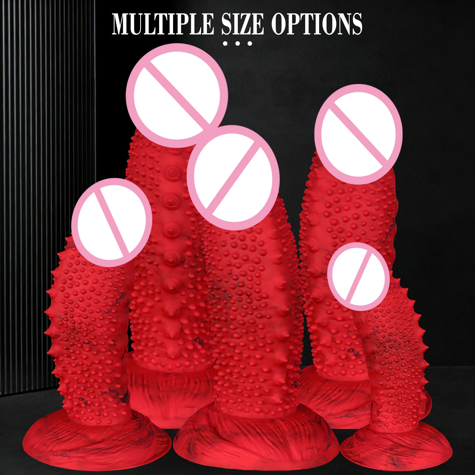 Dildo in silicone rosso con punte e ventosa gioco anale_voghion.com