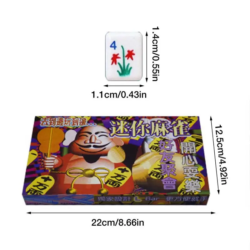 Portable Mini Travel Mahjong Board Game Sets Elaborately Crafted Convenient Mahjong Game for Travel Home Party Family Gathering 6