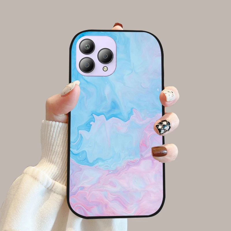 AQGG Custodia per Cubot P80 (6.58 Pollici) Cover, Transparente Protettivo Sottile Morbido Silicone Custodia Protezioni Skin Bumper -Fiore Viola
