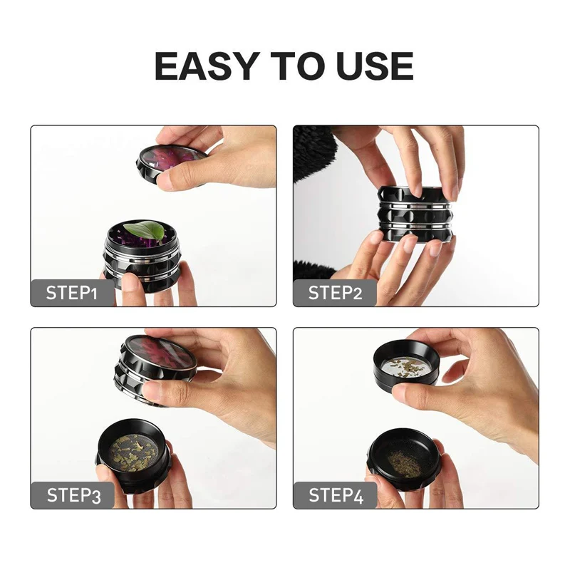 2.5Inch65MM 4-Layer Zinc Alloy Tobacco Grinder Manual Herbal Herb Mill Spice Crusher Smoke Grinder Hand Crank Muller Accessories