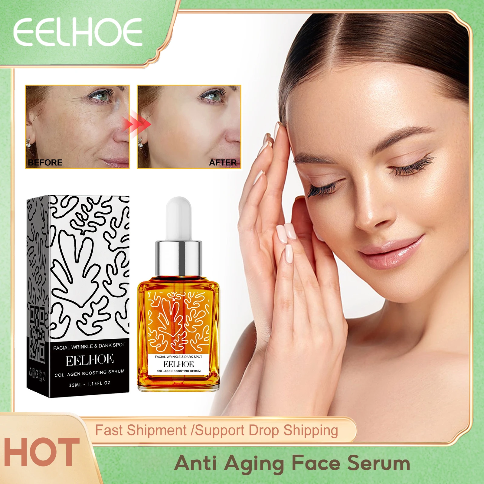 Anti Aging Face Serum Hyaluronic Acid Lifting Firming Reduce Wrinkle Fine Lines Improve Sagging Moisturizing Smoothing Skin Care