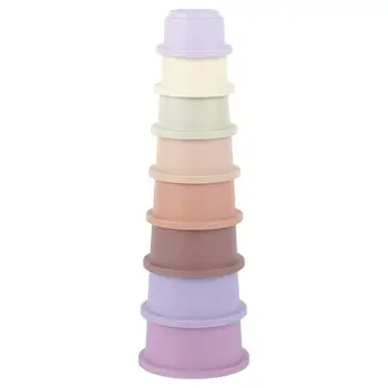 8Pcs Stacking Cups Toys for Rabbits Chinchillas Guinea Pigs Multi-Colored Reusable Plastic Nesting Toys Stacking Cups Set 3