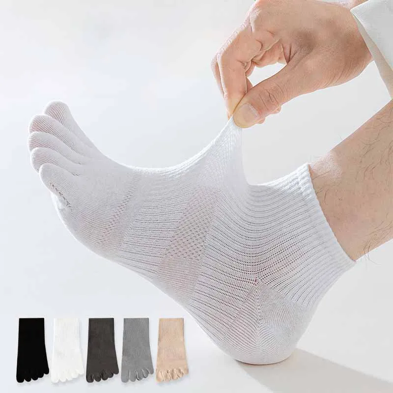 

Five Fingers Socks Man Short Low Tube Summer Thin Cotton Breathable Absorbent Mesh Male Socks Spring Autumn Solid Color Men Sock