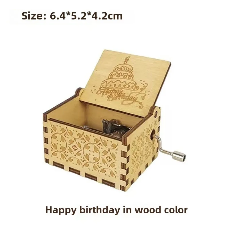 Wooden Music Box Girl Birthday Gifts For Girlfriend Happy Birthday To You Theme UV Painting Diy Home Accessories Decor Garden 6