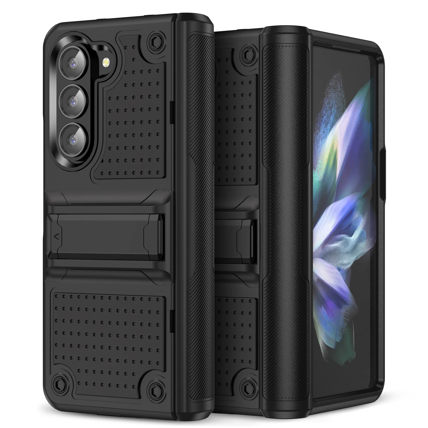 Per Galaxy Z Fold 5 5G Matte Feeling Custodia Con Cerniera Kicksand Per Samsung Galaxy Z Fold 5 Fold5 Strong Armor Phone Bag Coque
