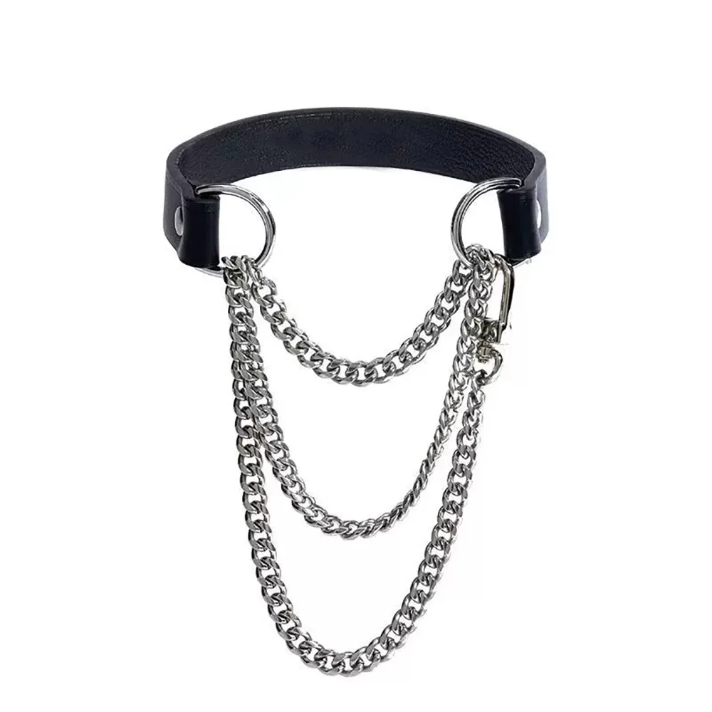 Colar punk erótico em couro legítimo para casais bondage_voghion.com