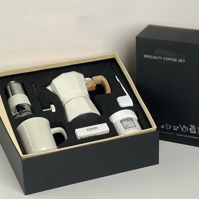 Espresso Maker Set with Hand Grinder, Moka Pot & C...