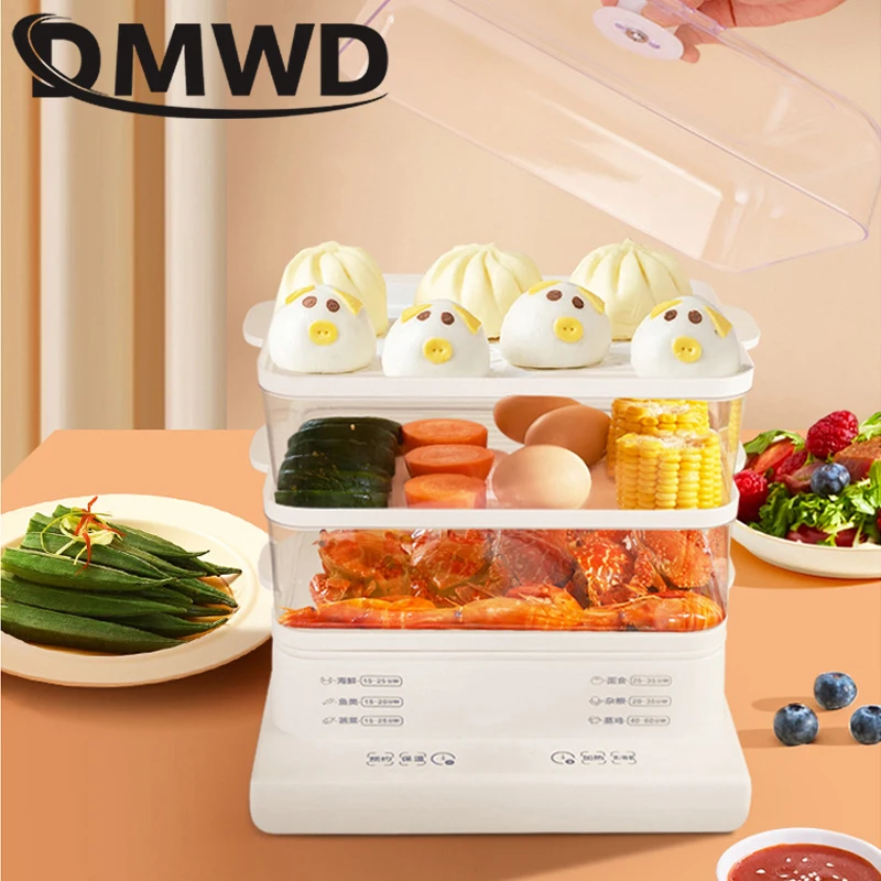 DMWD Household Electric Steamer Multifunctional Eggs Boiler Multi-layer Cooker Food Heating Steamer Breakfast Bun Machine 24L