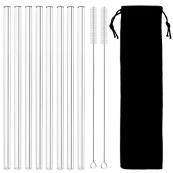 Set of 8 Eco - Friendly Reusable High Borosilicate Glass Drinking Straws - Party Favors and Bar Drinkware (Straight 8Pcs)