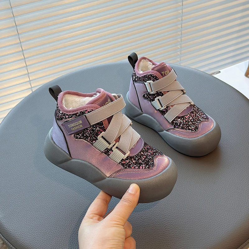 Girls Winter Snow Boots Soft Sole Breathable Plush Lining Shoes