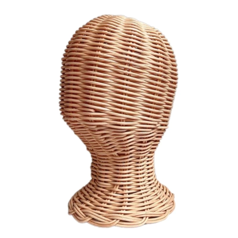 Elegant Rattan Mannequin Head For Wig And Hat Showcasing Hat Shop Display Fixture Professional Styling Tool