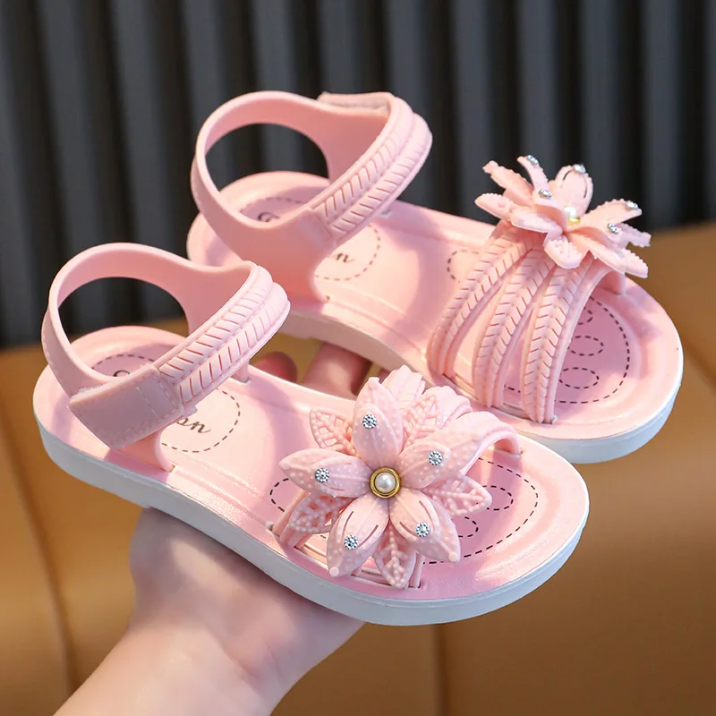 Lace and Denim Bow Sandals for Baby Girls